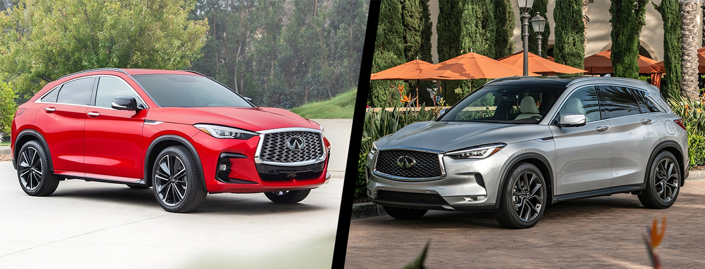 Side-by-side images of the INFINITI QX50 and the INFINITI QX55.