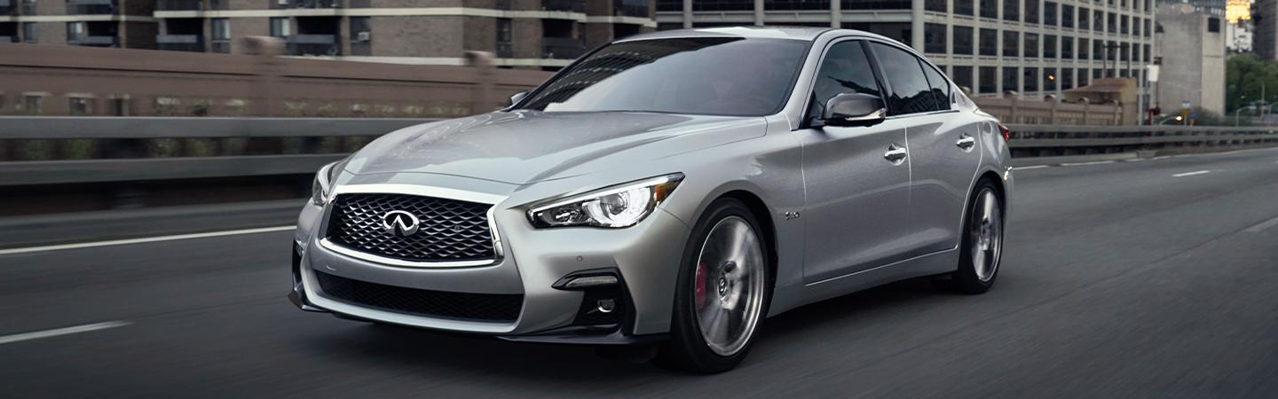 Front view of a sliver 2021 Q50