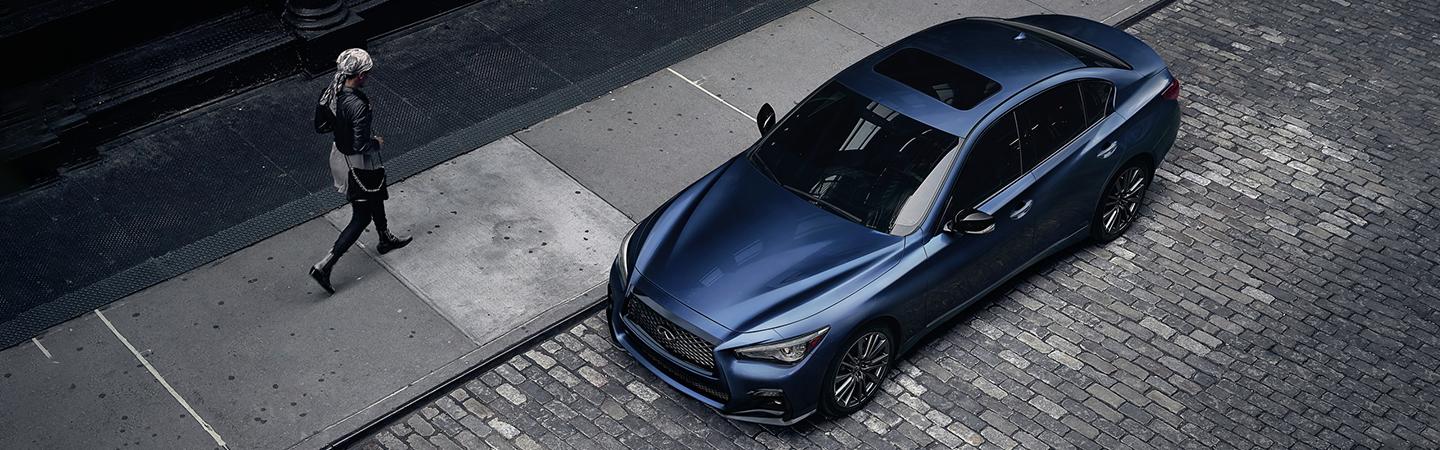 Overhead view 2022 INFINITI Q50 parked