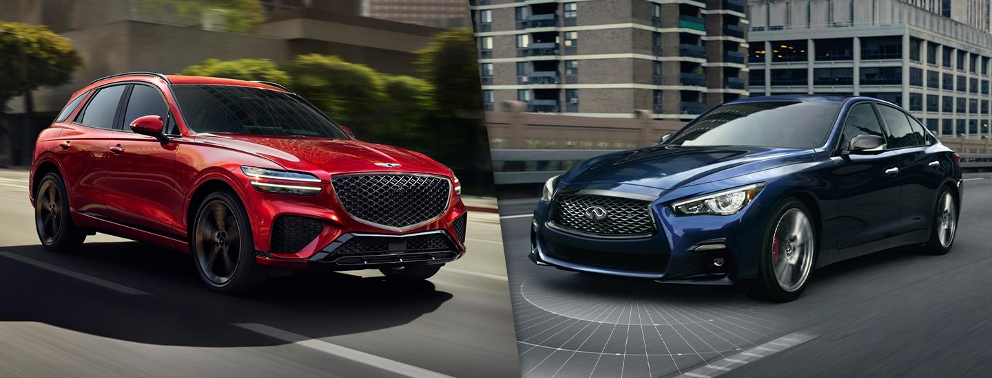 Driving INFINITI Q50 and Genesis G70 On the Road