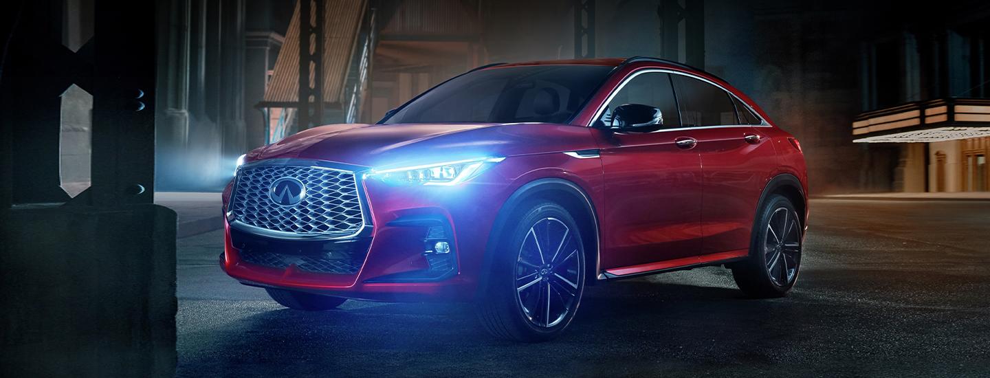 Parked red 2023 INFINITI QX55